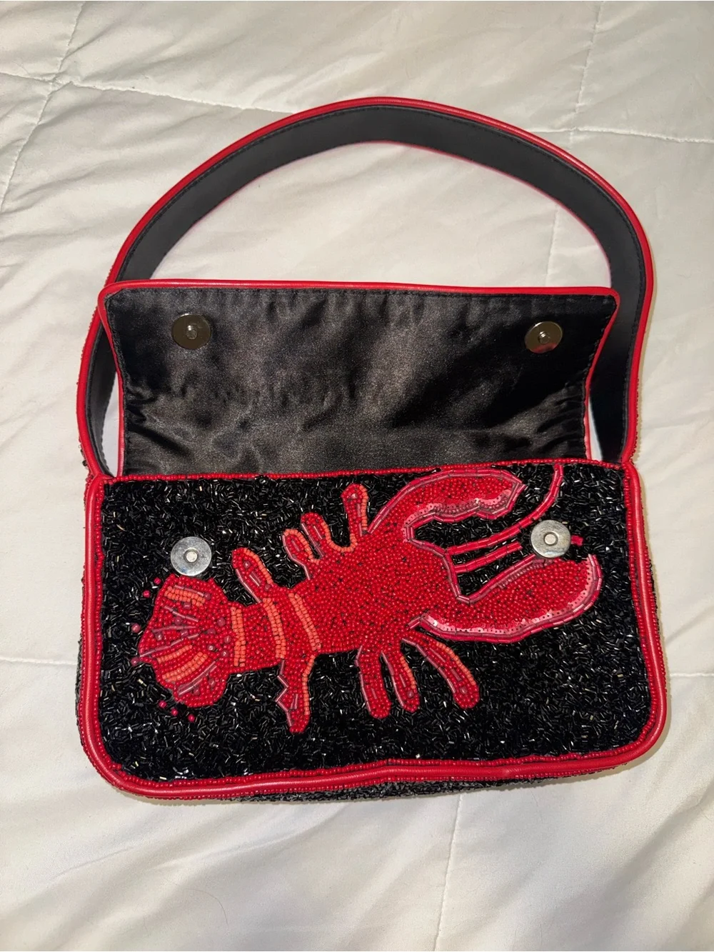 STAUD Tommy Beaded Bag in Lobster